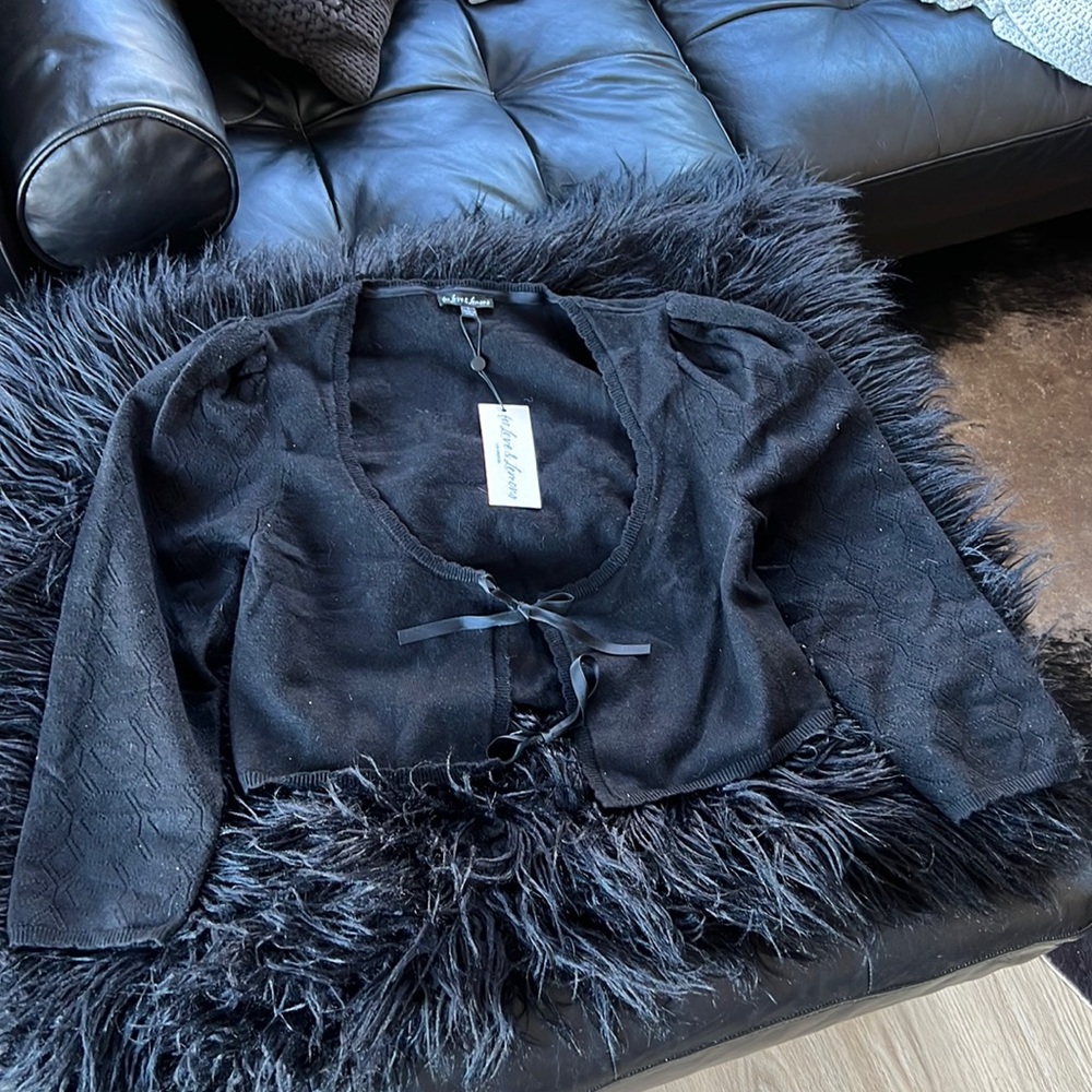 For Love & Lemons Large Black Cardigan Sweater NWT